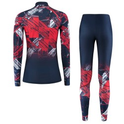 Löffler vrouwen Langlauf ski suit WorldCup 2024 donkerblauw / rood